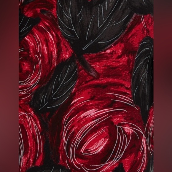 Prada red floral crepe cady midi dress in red - Picture 7 of 14